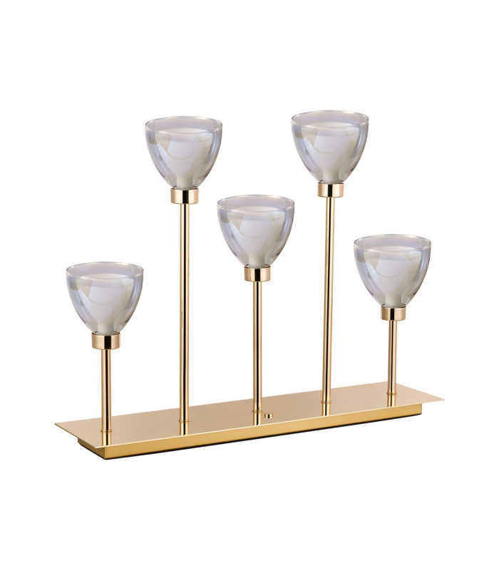 Baldwin Rectangular Table Lamp Touch Switch Curved Cone Glass (U) 5 Light G9 French Gold/Iridescent/Opal-4
