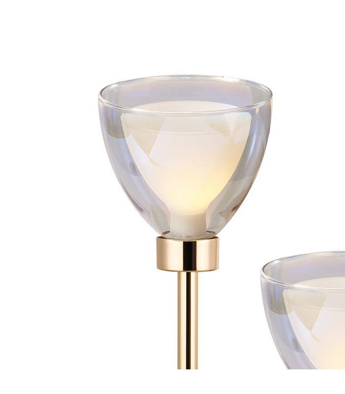 Baldwin Rectangular Table Lamp Touch Switch Curved Cone Glass (U) 5 Light G9 French Gold/Iridescent/Opal-5