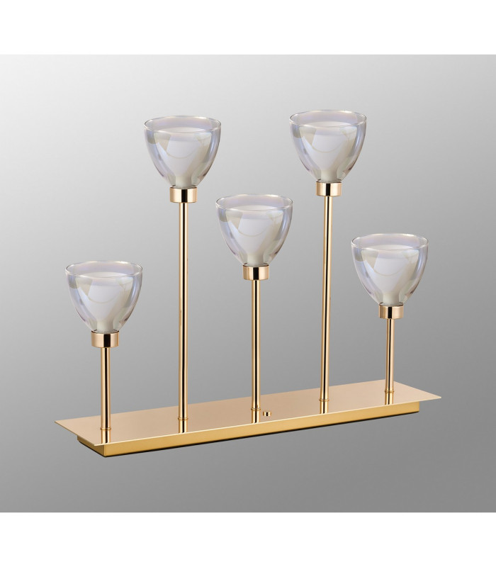 Baldwin Rectangular Table Lamp Touch Switch Curved Cone Glass (U) 5 Light G9 French Gold/Iridescent/Opal-13