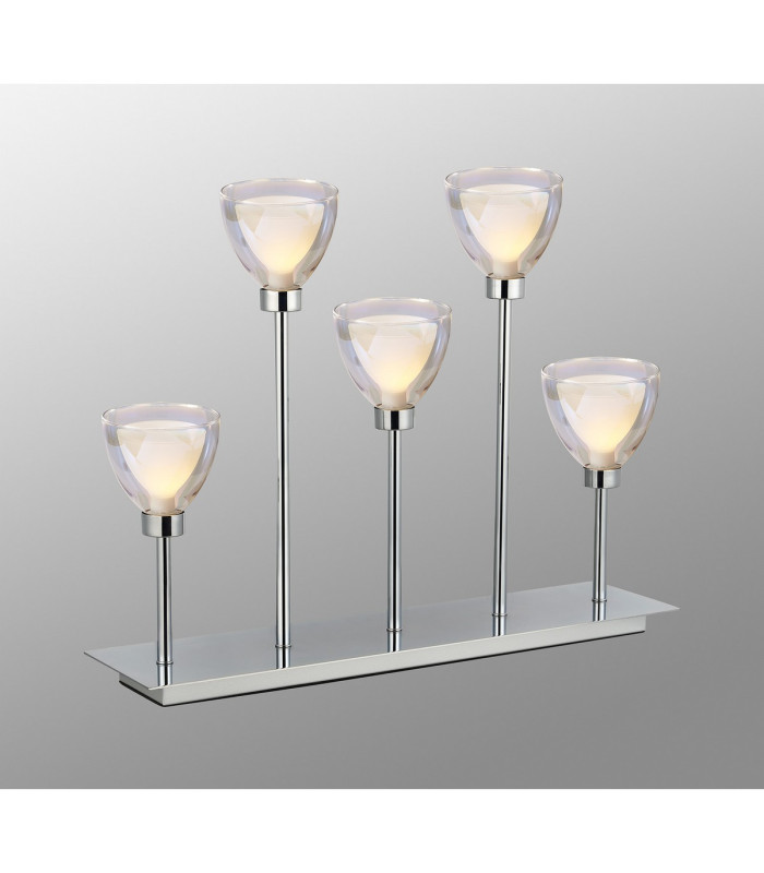 Baldwin Rectangular Table Lamp Touch Switch Curved Cone Glass (U) 5 Light G9 Polished Chrome/Iridescent/Opal-3