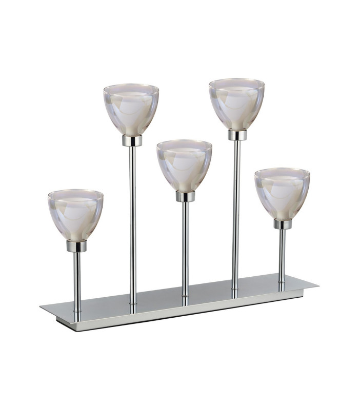 Baldwin Rectangular Table Lamp Touch Switch Curved Cone Glass (U) 5 Light G9 Polished Chrome/Iridescent/Opal-4