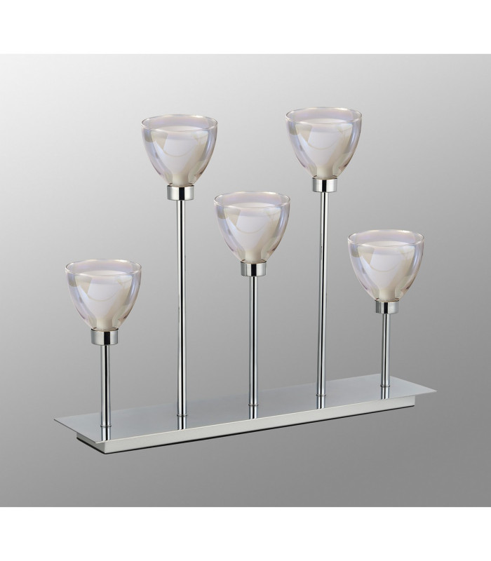 Baldwin Rectangular Table Lamp Touch Switch Curved Cone Glass (U) 5 Light G9 Polished Chrome/Iridescent/Opal-13