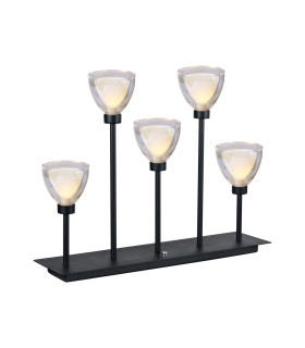 Baldwin Rectangular Table Lamp Touch Switch Curved Cone Glass (U) 5 Light G9 Satin Black/Iridescent/Opal-1