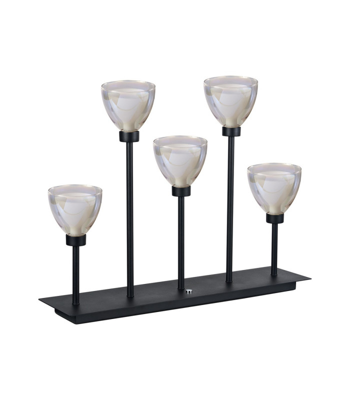 Baldwin Rectangular Table Lamp Touch Switch Curved Cone Glass (U) 5 Light G9 Satin Black/Iridescent/Opal-4