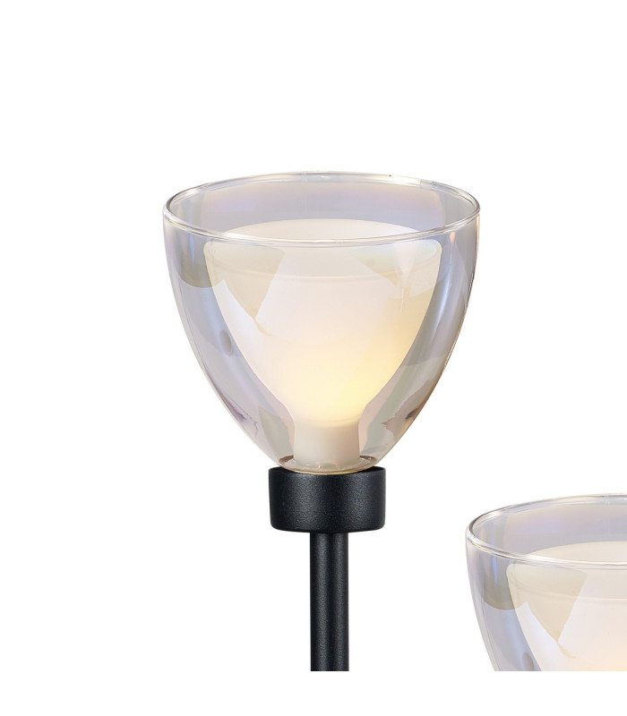 Baldwin Rectangular Table Lamp Touch Switch Curved Cone Glass (U) 5 Light G9 Satin Black/Iridescent/Opal-5