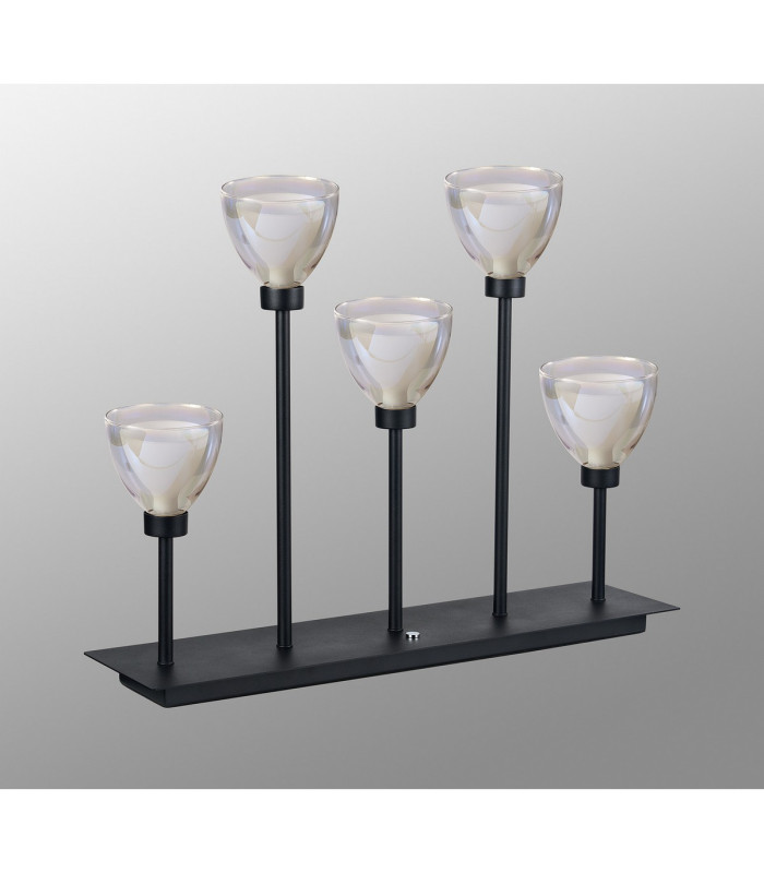 Baldwin Rectangular Table Lamp Touch Switch Curved Cone Glass (U) 5 Light G9 Satin Black/Iridescent/Opal-13