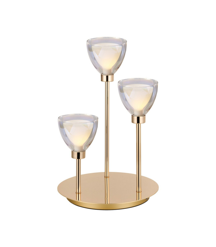 Baldwin Round Table Lamp Touch Switch Curved Cone Glass (U) 3 Light G9 French Gold/Iridescent/Opal-1