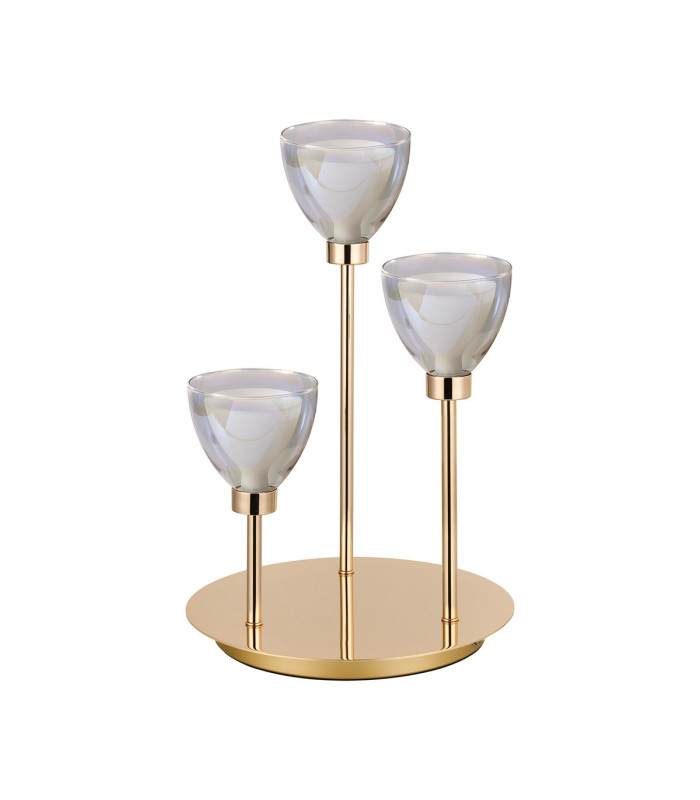 Baldwin Round Table Lamp Touch Switch Curved Cone Glass (U) 3 Light G9 French Gold/Iridescent/Opal-4