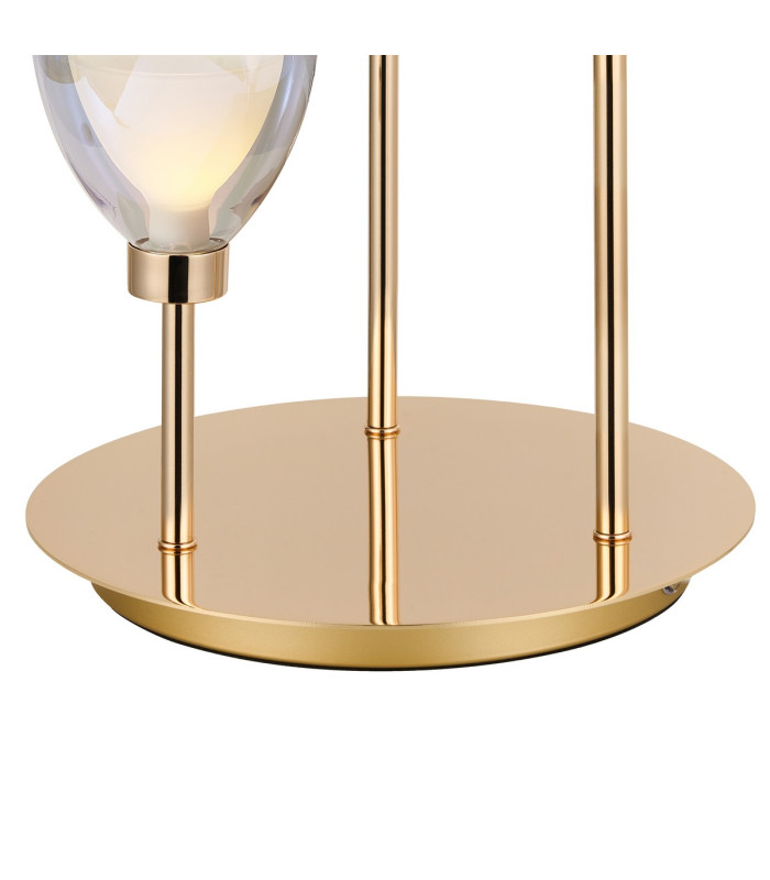 Baldwin Round Table Lamp Touch Switch Curved Cone Glass (U) 3 Light G9 French Gold/Iridescent/Opal-6
