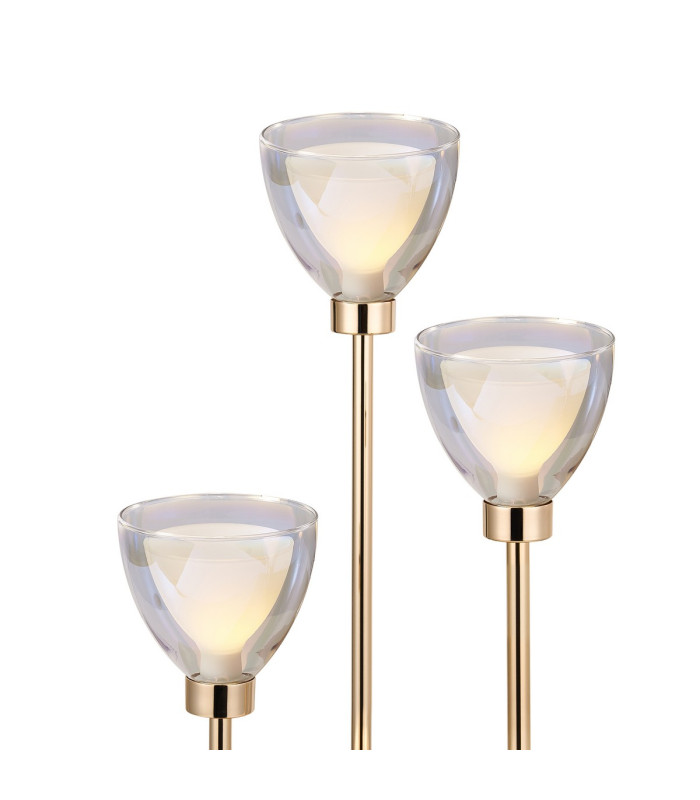Baldwin Round Table Lamp Touch Switch Curved Cone Glass (U) 3 Light G9 French Gold/Iridescent/Opal-7