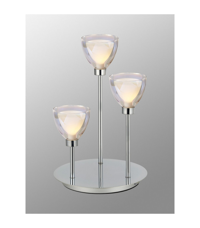Baldwin Round Table Lamp Touch Switch Curved Cone Glass (U) 3 Light G9 Polished Chrome/Iridescent/Opal-3