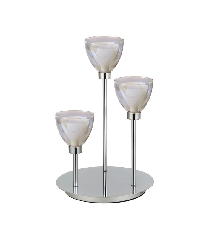 Baldwin Round Table Lamp Touch Switch Curved Cone Glass (U) 3 Light G9 Polished Chrome/Iridescent/Opal-4