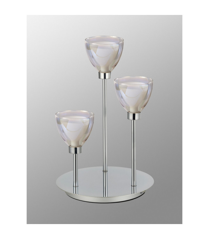 Baldwin Round Table Lamp Touch Switch Curved Cone Glass (U) 3 Light G9 Polished Chrome/Iridescent/Opal-13