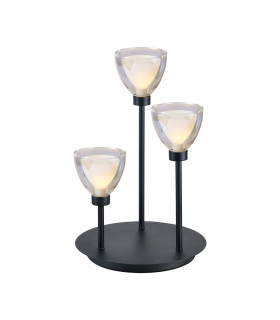 Baldwin Round Table Lamp Touch Switch Curved Cone Glass (U) 3 Light G9 Satin Black/Iridescent/Opal-1
