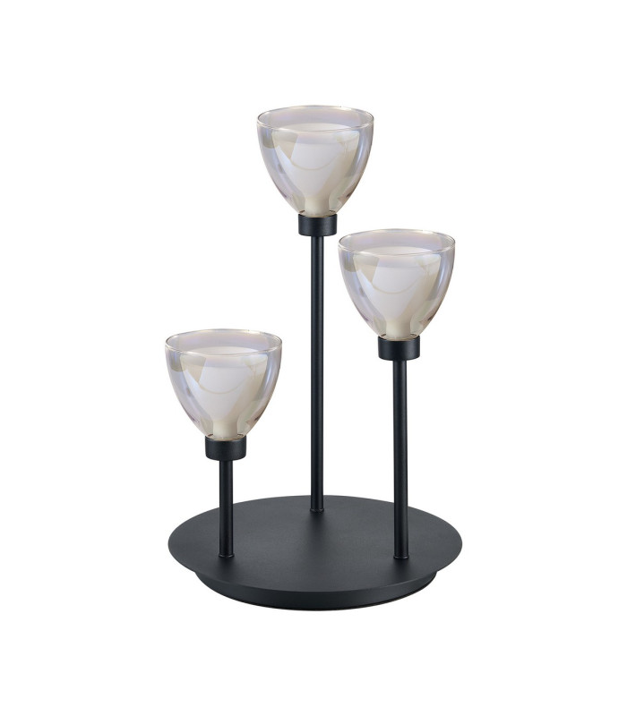 Baldwin Round Table Lamp Touch Switch Curved Cone Glass (U) 3 Light G9 Satin Black/Iridescent/Opal-4