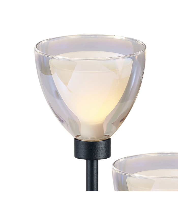 Baldwin Round Table Lamp Touch Switch Curved Cone Glass (U) 3 Light G9 Satin Black/Iridescent/Opal-5