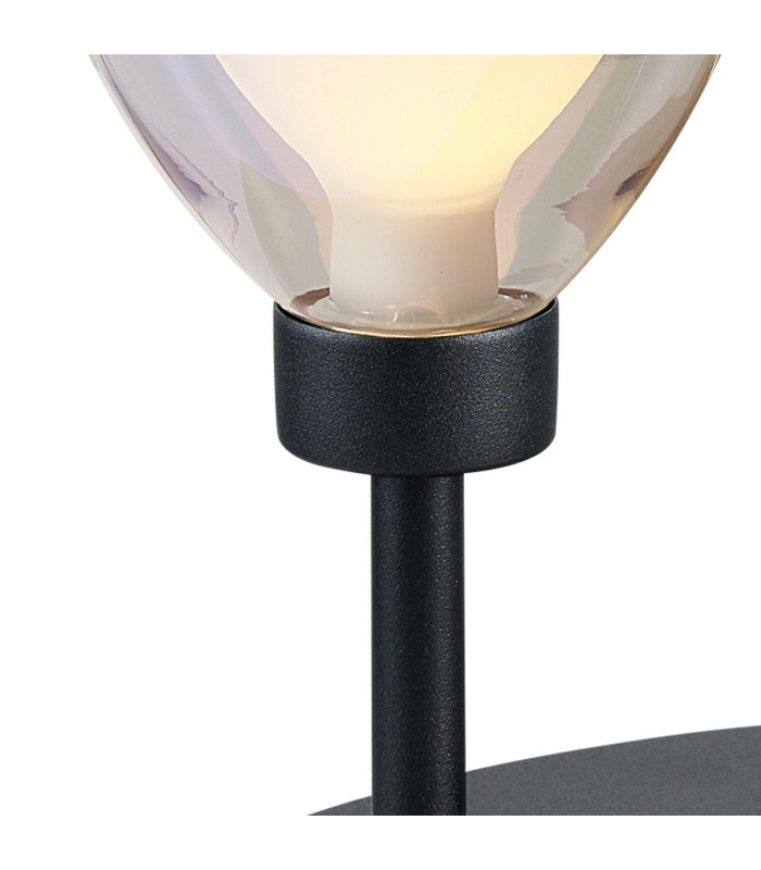 Baldwin Round Table Lamp Touch Switch Curved Cone Glass (U) 3 Light G9 Satin Black/Iridescent/Opal-7