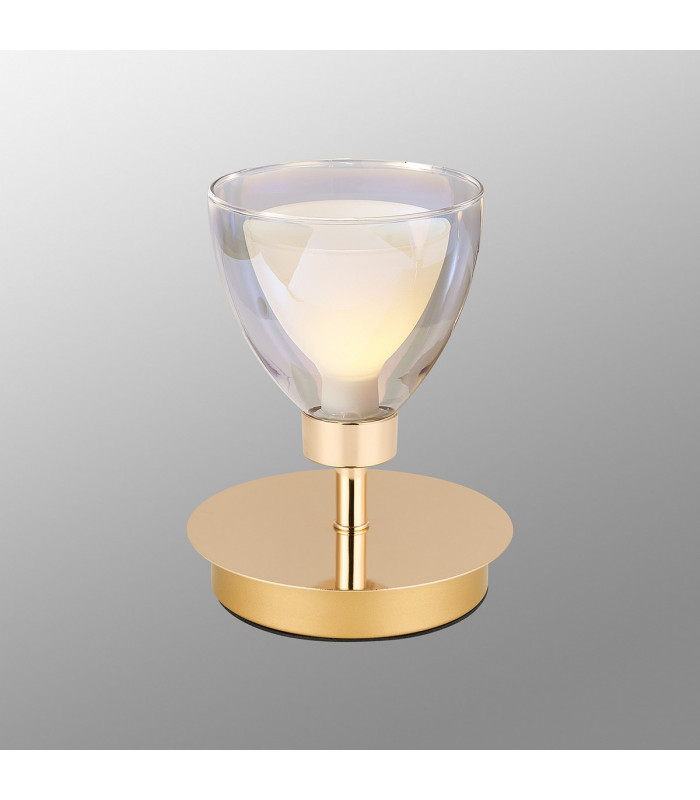 Baldwin Small Table Lamp Touch Switch Curved Cone Glass (U) 1 Light G9 French Gold/Iridescent/Opal-3