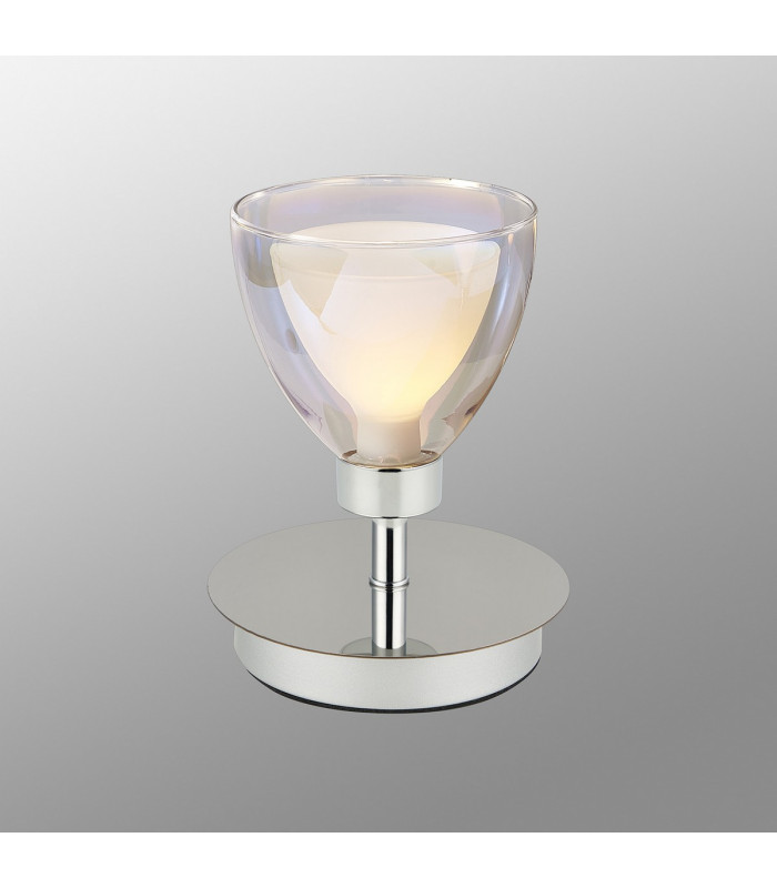 Baldwin Small Table Lamp Touch Switch Curved Cone Glass (U) 1 Light G9 Polished Chrome/Iridescent/Opal-3