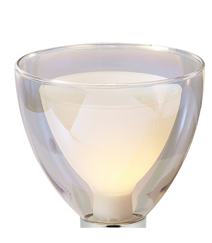 Baldwin Small Table Lamp Touch Switch Curved Cone Glass (U) 1 Light G9 Polished Chrome/Iridescent/Opal-6