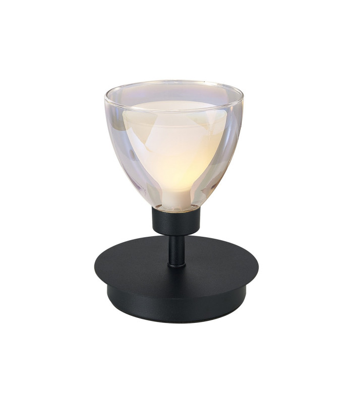 Baldwin Small Table Lamp Touch Switch Curved Cone Glass (U) 1 Light G9 Satin Black/Iridescent/Opal-1