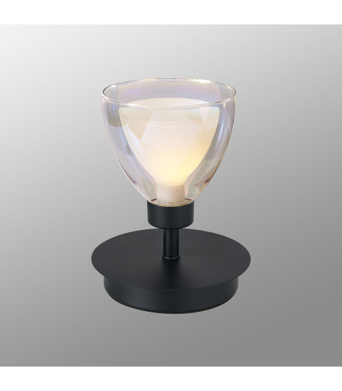 Baldwin Small Table Lamp Touch Switch Curved Cone Glass (U) 1 Light G9 Satin Black/Iridescent/Opal-3