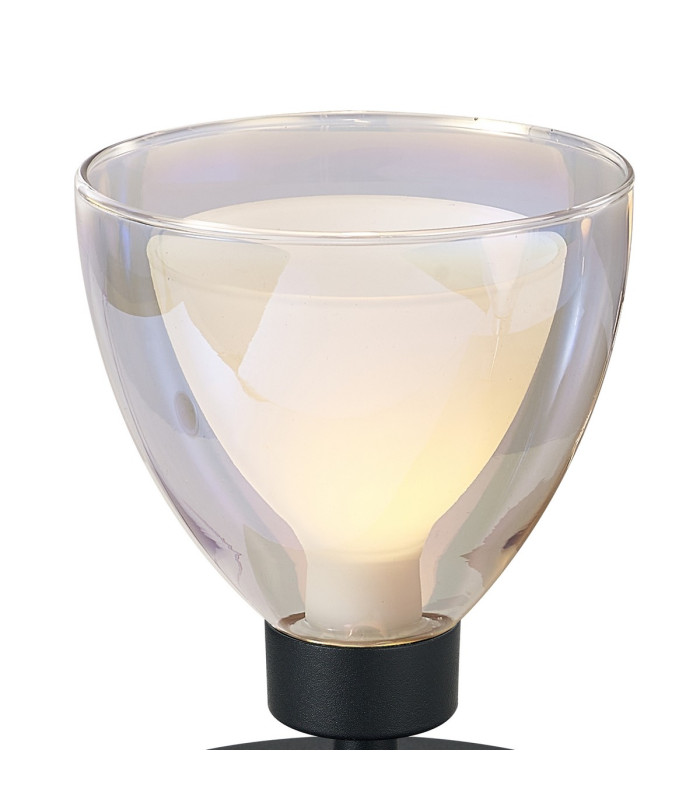 Baldwin Small Table Lamp Touch Switch Curved Cone Glass (U) 1 Light G9 Satin Black/Iridescent/Opal-5