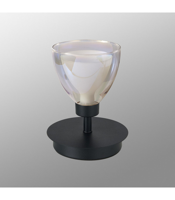 Baldwin Small Table Lamp Touch Switch Curved Cone Glass (U) 1 Light G9 Satin Black/Iridescent/Opal-13