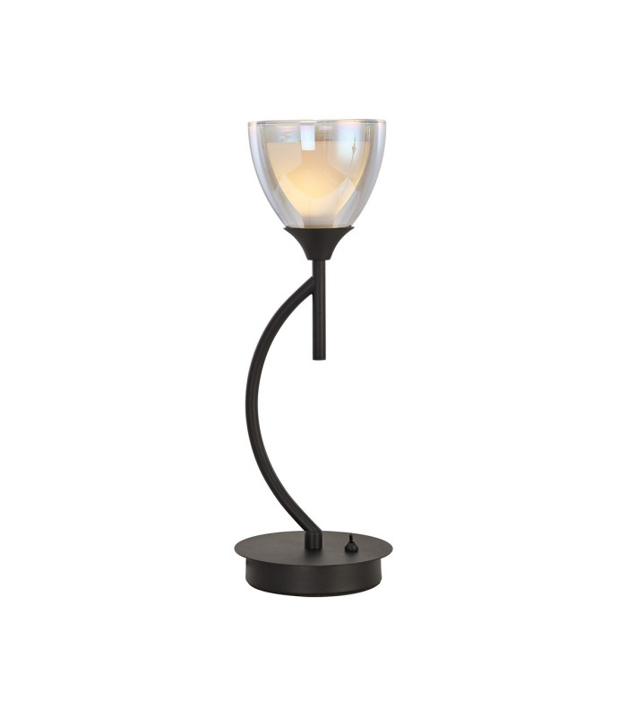 Baldwin Vertical Table Lamp Curved Cone Glass (U) 1 Light G9 Satin Black/Iridescent/Opal-1