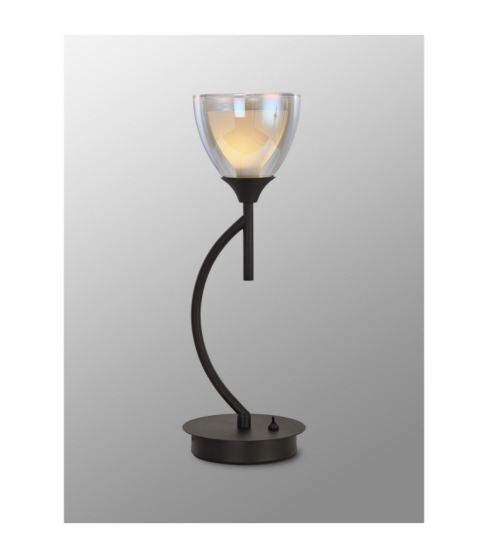 Baldwin Vertical Table Lamp Curved Cone Glass (U) 1 Light G9 Satin Black/Iridescent/Opal-3
