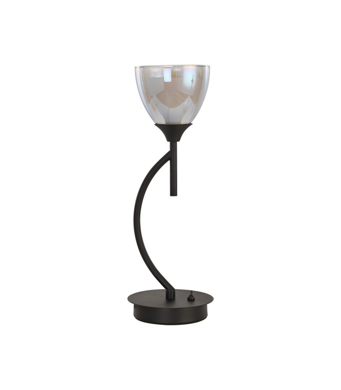 Baldwin Vertical Table Lamp Curved Cone Glass (U) 1 Light G9 Satin Black/Iridescent/Opal-4