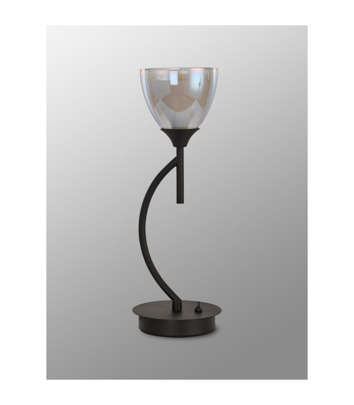 Baldwin Vertical Table Lamp Curved Cone Glass (U) 1 Light G9 Satin Black/Iridescent/Opal-13