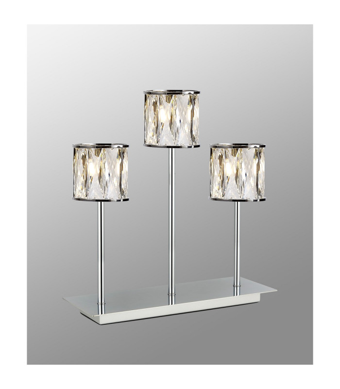 Baldwin 3 Light Rectangular Table Lamp Touch Switch Crystal Shade Polished Chrome/Clear-3