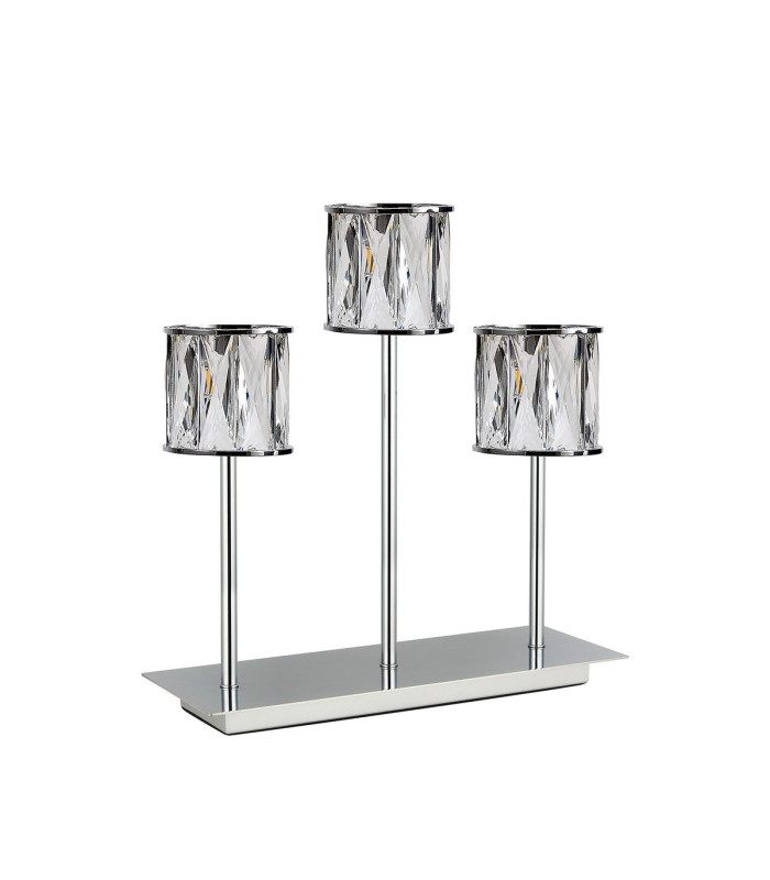 Baldwin 3 Light Rectangular Table Lamp Touch Switch Crystal Shade Polished Chrome/Clear-4