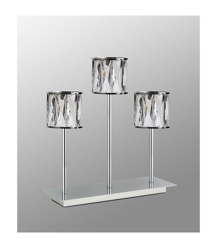 Baldwin 3 Light Rectangular Table Lamp Touch Switch Crystal Shade Polished Chrome/Clear-9