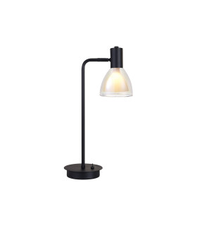 Baldwin Reader Table Lamp Curved Cone Glass (U) 1 Light G9 Satin Black/Iridescent/Opal-1