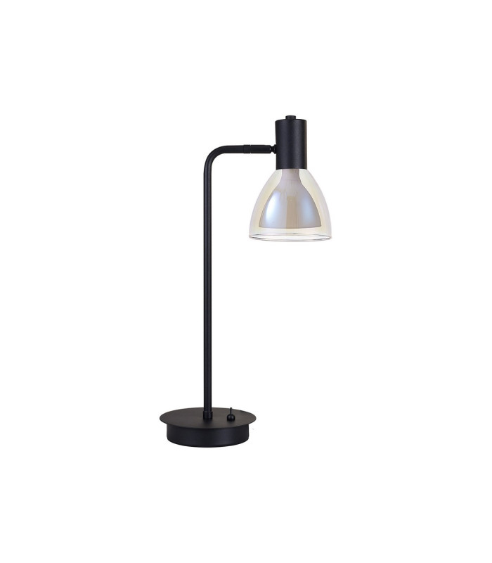 Baldwin Reader Table Lamp Curved Cone Glass (U) 1 Light G9 Satin Black/Iridescent/Opal-4