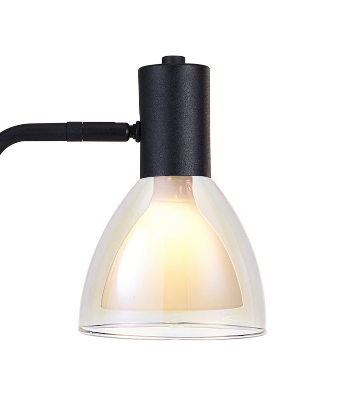 Baldwin Reader Table Lamp Curved Cone Glass (U) 1 Light G9 Satin Black/Iridescent/Opal-5