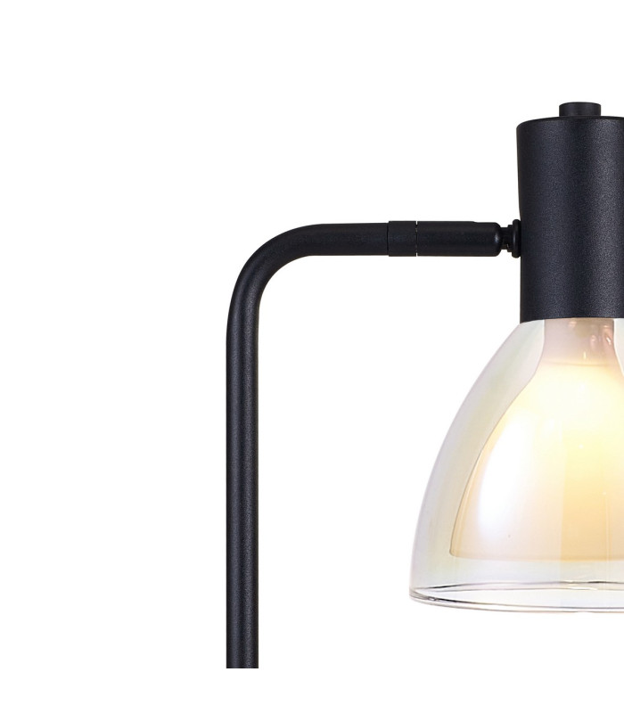 Baldwin Reader Table Lamp Curved Cone Glass (U) 1 Light G9 Satin Black/Iridescent/Opal-6