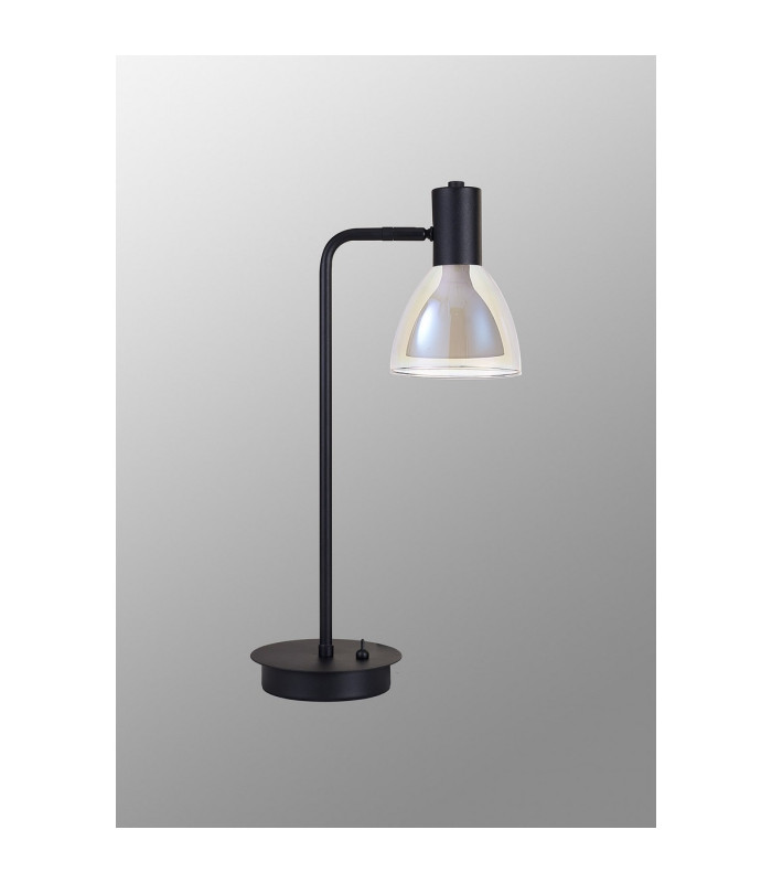 Baldwin Reader Table Lamp Curved Cone Glass (U) 1 Light G9 Satin Black/Iridescent/Opal-13