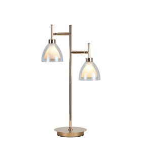 Baldwin Reader Table Lamp Curved Cone Glass (U) 2 Light G9 French Gold/Iridescent/Opal-1