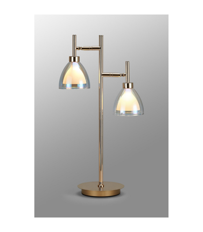 Baldwin Reader Table Lamp Curved Cone Glass (U) 2 Light G9 French Gold/Iridescent/Opal-3