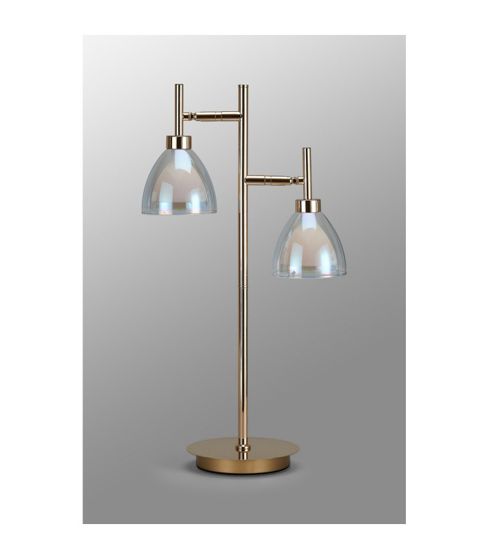 Baldwin Reader Table Lamp Curved Cone Glass (U) 2 Light G9 French Gold/Iridescent/Opal-11