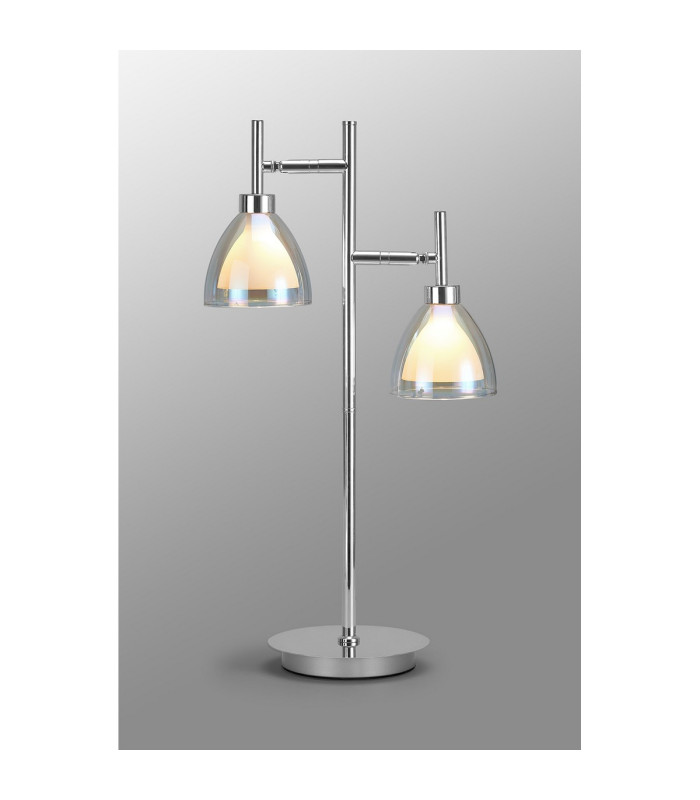 Baldwin Reader Table Lamp Curved Cone Glass (U) 2 Light G9 Polished Chrome/Iridescent/Opal-3