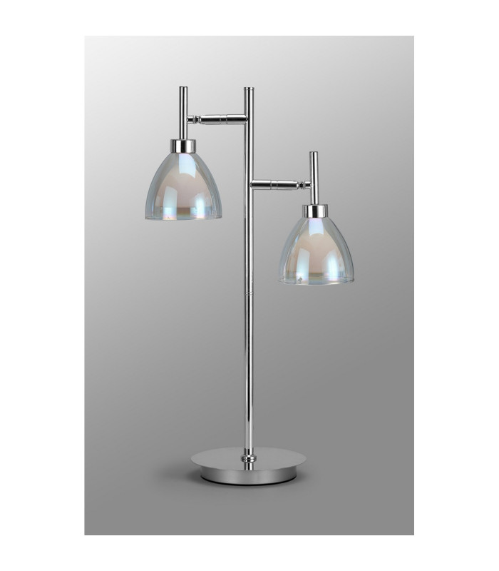 Baldwin Reader Table Lamp Curved Cone Glass (U) 2 Light G9 Polished Chrome/Iridescent/Opal-12