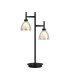 Baldwin Reader Table Lamp Curved Cone Glass (U) 2 Light G9 Satin Black/Iridescent/Opal-1