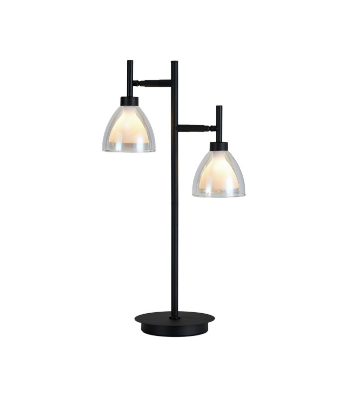 Baldwin Reader Table Lamp Curved Cone Glass (U) 2 Light G9 Satin Black/Iridescent/Opal-1