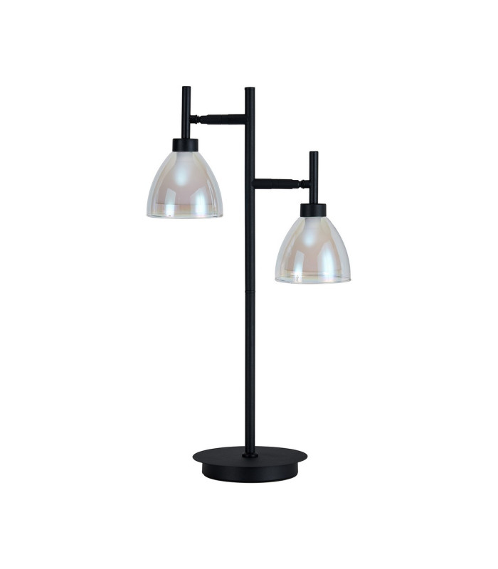 Baldwin Reader Table Lamp Curved Cone Glass (U) 2 Light G9 Satin Black/Iridescent/Opal-5