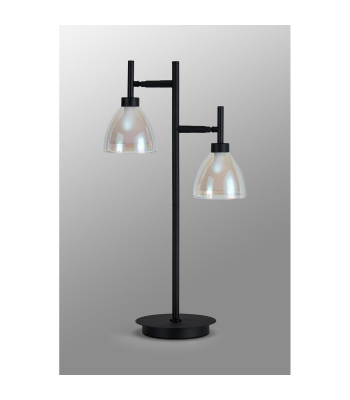 Baldwin Reader Table Lamp Curved Cone Glass (U) 2 Light G9 Satin Black/Iridescent/Opal-11