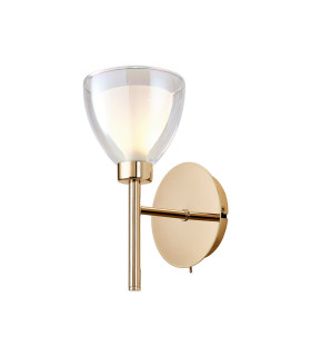 Baldwin Switched Wall Lamp Curved Cone Glass (U) 1 Light G9 French Gold/Iridescent/Opal-1